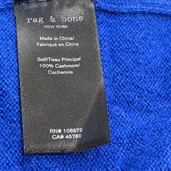 Rag &Bone Women Cashmere Boxy Sweater XL Blue Ribbed Crew Neck Luxury Soft Cozy - Picture 6 of 10